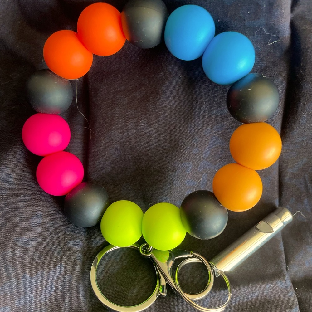 Handmade silicone bead bracelet and key ring